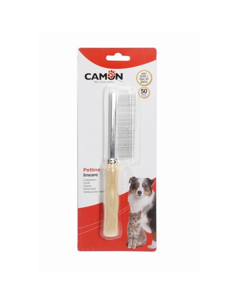 Camon comb with wooden handle with 50 steel teeth