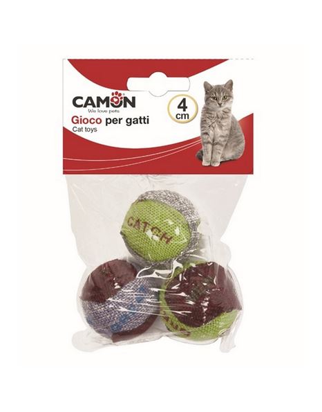Camon Cat Toy coloured Jute Balls 3pcs