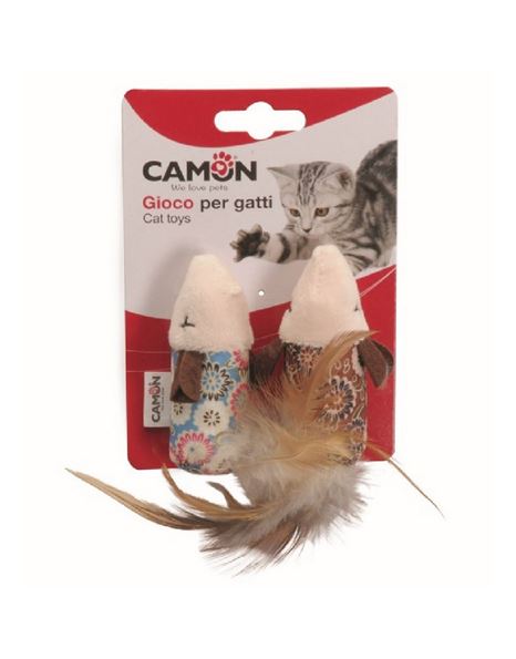 Camon Cat Toy Mouse With Feather 2pcs