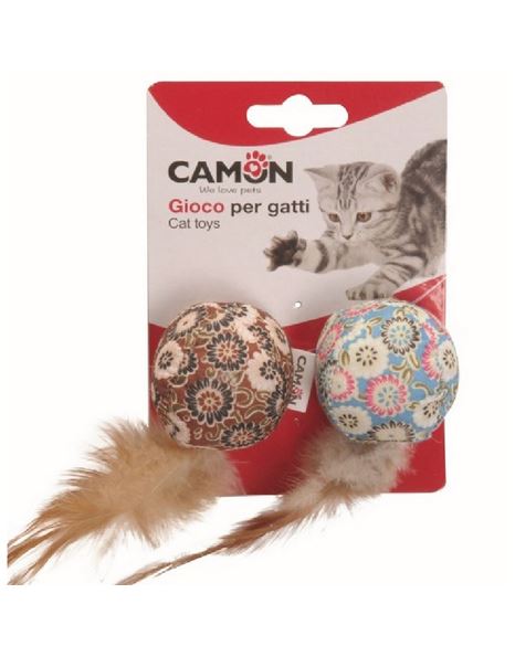 Camon Cat Toy Floral Balls With Feather 2pcs