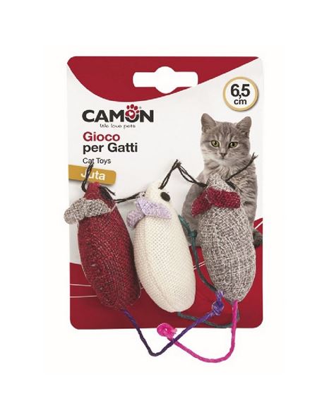 Camon Cat Toy Jute Mouse 3pcs