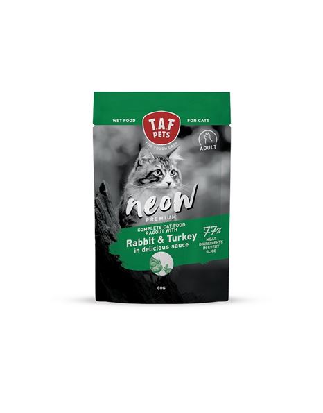 Taf Neow Premium Adult Cats Κουνέλι & Γαλοπούλα Σε Σάλτσα 80gr