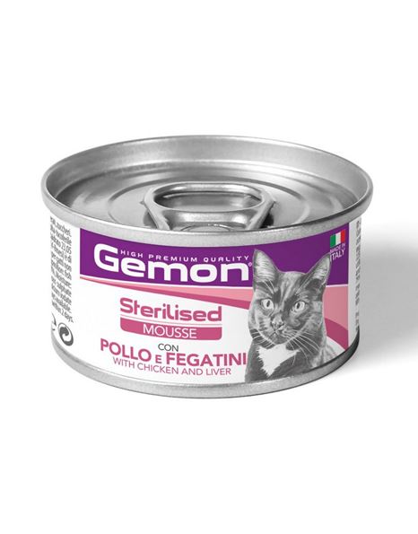Gemon Sterilised Cat Mousse Chicken & Livers 85gr