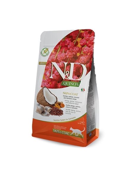 N&D Grain Free Cat Quinoa Herring And Coconut Skin And Coat 1.5kg