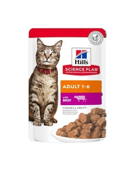 Hill's Science Plan Adult Cat Chunks In Gravy With Beef 85gr