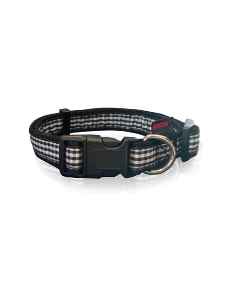 Pet Interest Checked Line Collar Large Black 25mm x 47-70cm