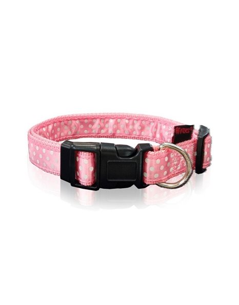 Pet Interest Dot Line Collar Large Pink 25mm x 47-70cm