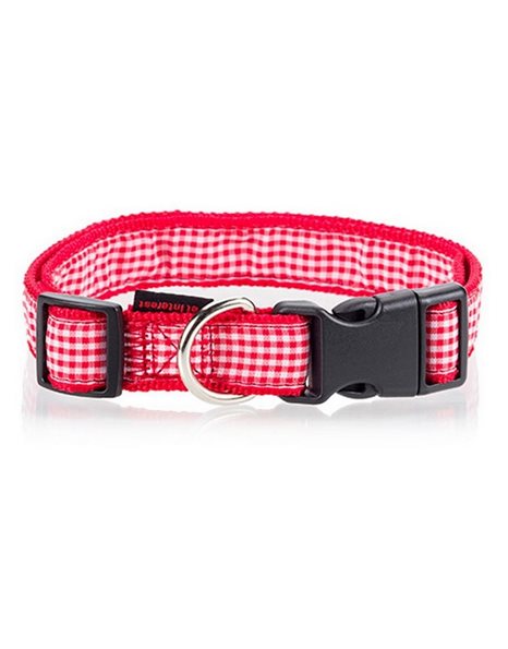 Pet Interest Checked Line Collar XSmall/Small Red 15mm x 19-33cm