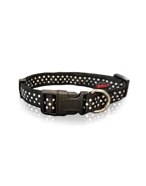 Pet Interest Dot Line Collar Medium Black 20mm x 32-50cm