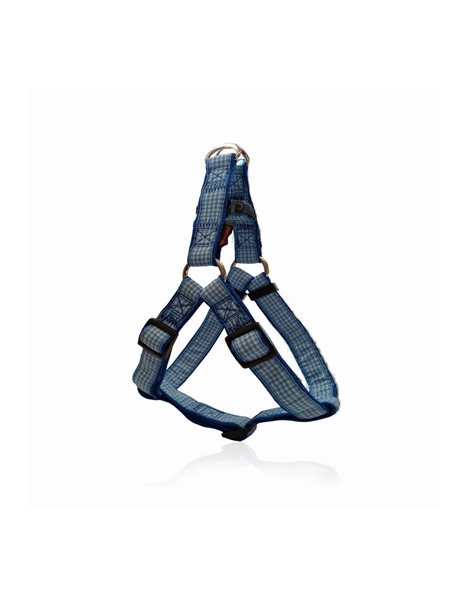 Pet Interest Dog Harness Checked Line XSmall/Small Blue 15mm x 26-40cm