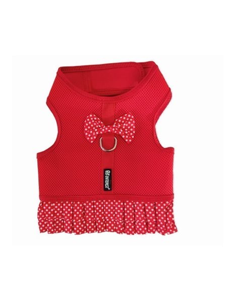 Pet Interest Mesh Harness & Dotted Skirt Red Medium 40-48cm