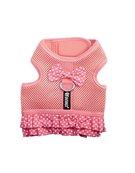 Pet Interest Mesh Harness & Dotted Skirt Pink Large 46-65cm