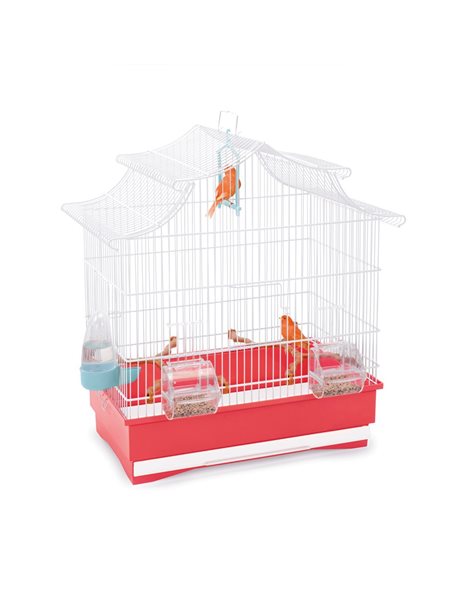 Imac Cage For Birds Pagoda White-Red 50x30x53cm