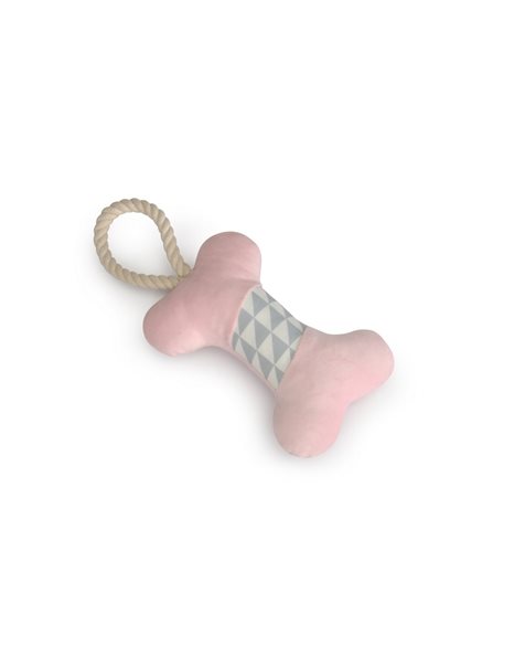 Camon Dog Toy Bone With Cotton Handle And Squeaker 13cm