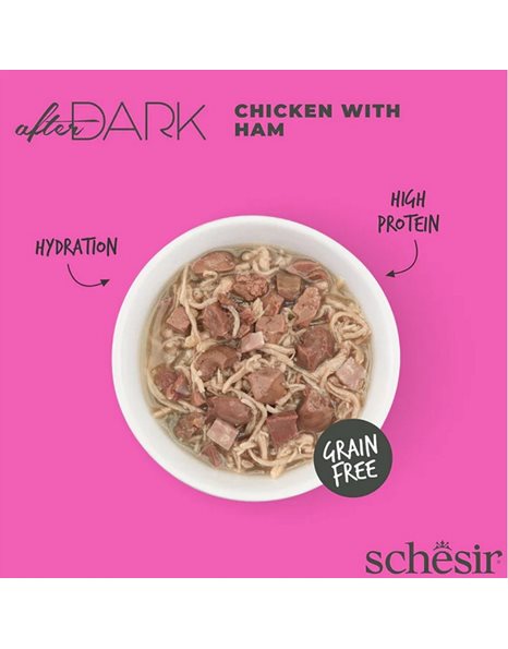 Schesir AfterDark Chicken & Ham Ιn Βroth 80gr