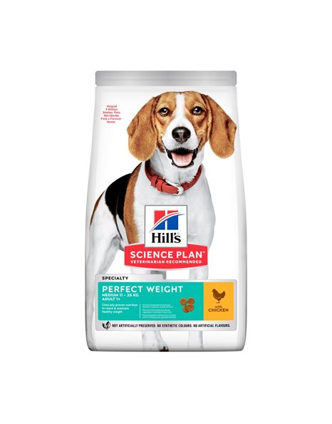 Hill's Science Plan Adult Dog Perfect Weight Medium Chicken 10 + 2kg Δώρο