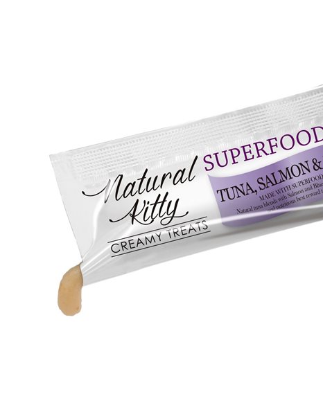 Natural Kitty Creamy Snack With Tuna, Salmon & Blueberry 4x12gr